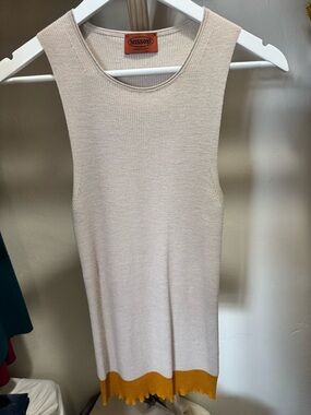 Missoni Cream Tank Top with Mustard Trim